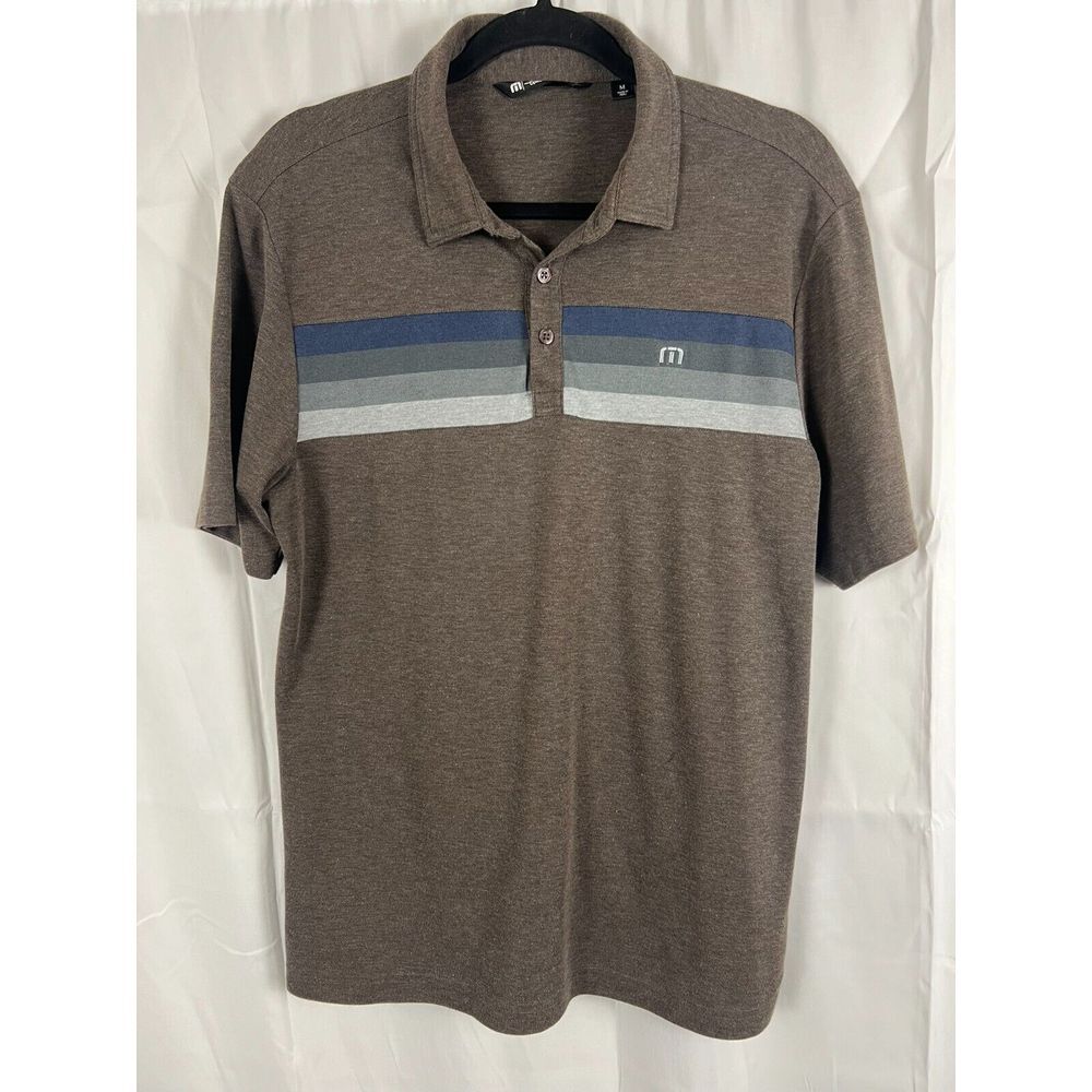 Travis Mathew Polo Mens Medium Auto Pilot Coffee Brown‎ Golf Shirt
